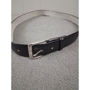 Vintage Swank Black Belt Silver Color Buckle‎ 42" Long